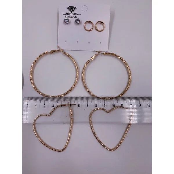 4 Pares De Brincos Banhado a Ouro 18k Prata 925